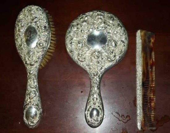Sterling Vanity Set "H" Monogram