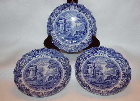 (3) Spode Bowls-"Blue Italian"-England 6 1/2"