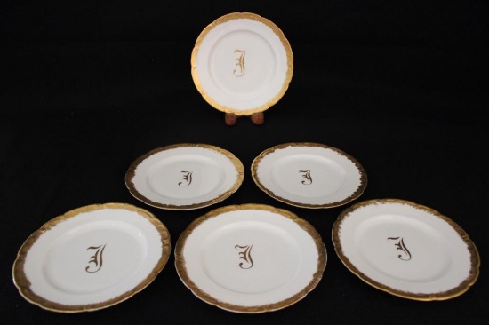 (6) Dessert Plates-Limoges, Basset Austria "F"