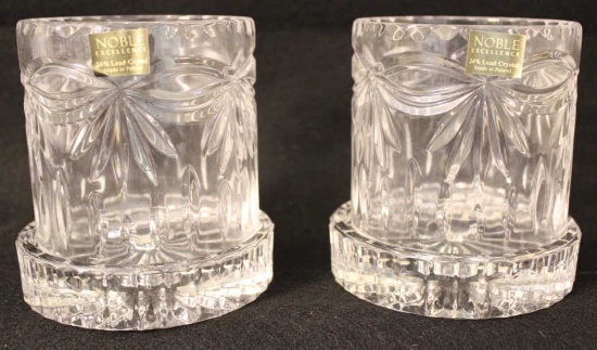 (2) Mouthblown/Handcut Crystall Mini Cylinder