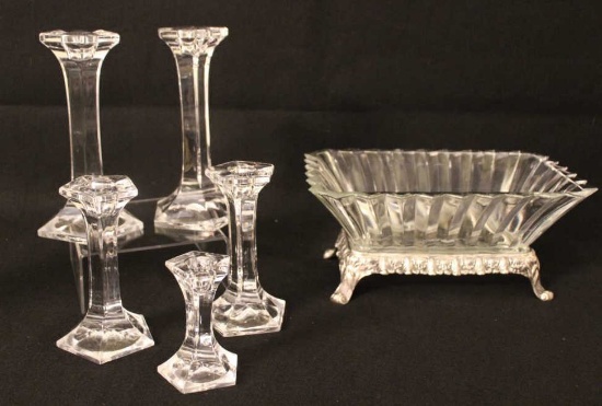 Crystal Console Bowl on Silverplate Base 11 1/4"