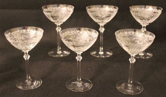 (6) Stems of Fostoria "June" Crystal--
