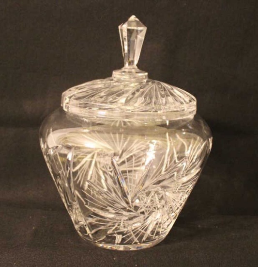 Crystal Punch Bowl with Lid,  12" Tall