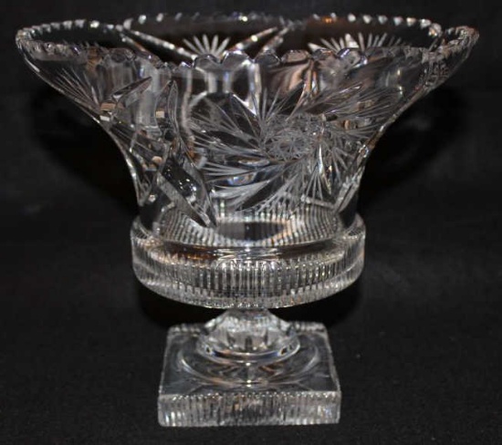 Cut Crystal Centerpiece Bowl 9 1/4" Tall, 10 1/4"