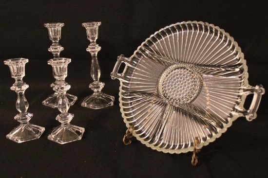 Assorted Glass Items: 14 1/2" Divided Platter