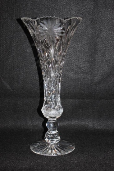 14" Cut Crystal Vase (Small chip on edge)