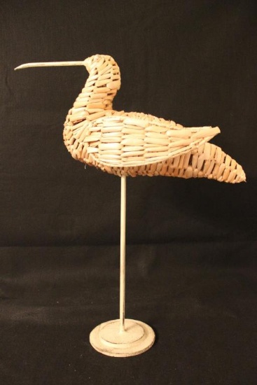 Woven Bird on a Metal Stand 23" Tall