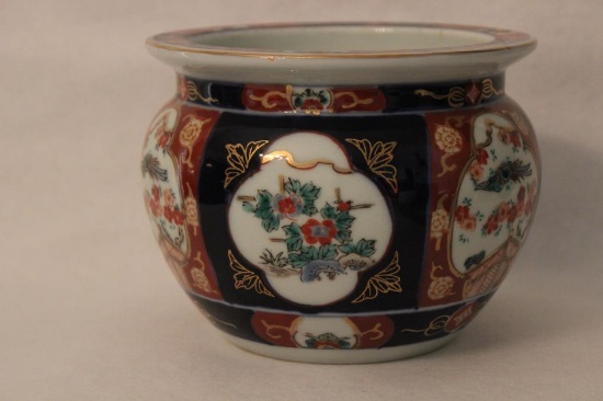 Hand Painted Gold Imari Planter 5" Tall, 5 3/4"