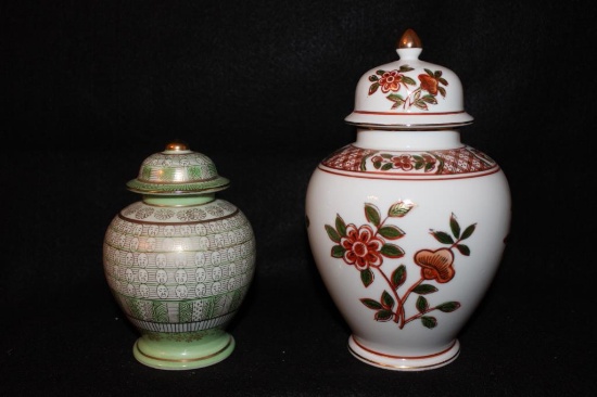 (2) Hand Painted Ginger Jars: Andrea, 8 1/4"