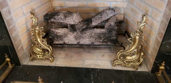 Decorative Brass Andirons 16" Tall each