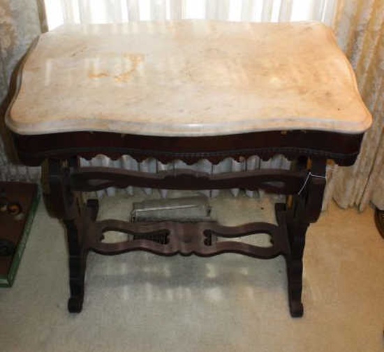 Victorian Marble Top Table-- 28" x 17" x 26"