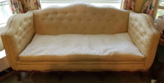 Vintage French-Style Sofa with Tufted Back