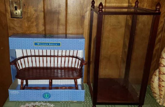 Doll Case & Wooden Bench Case- Plexiglass Doll