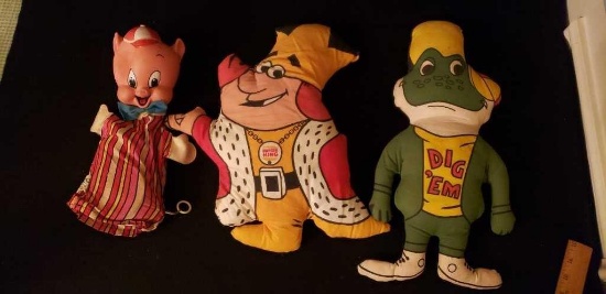 (3) Collectible Dolls Dig'em, Burger King, Porky