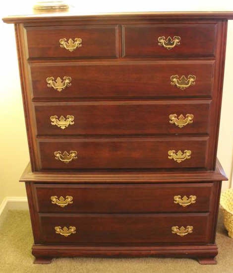 Queen Anne Cherry Finish Chest of Drawers,