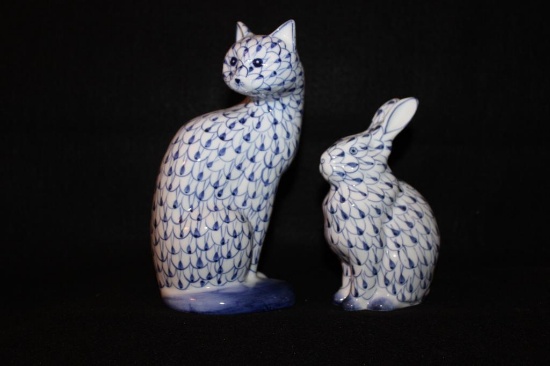 (2) Hand Painted Andrea by Sadek Figurines: Rabbit