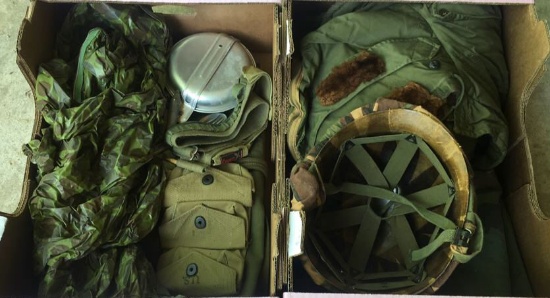 (2) Boxes of Military Clothing and Gear