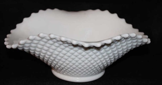 12" Crimped Oval Bowl; "English Hobnail