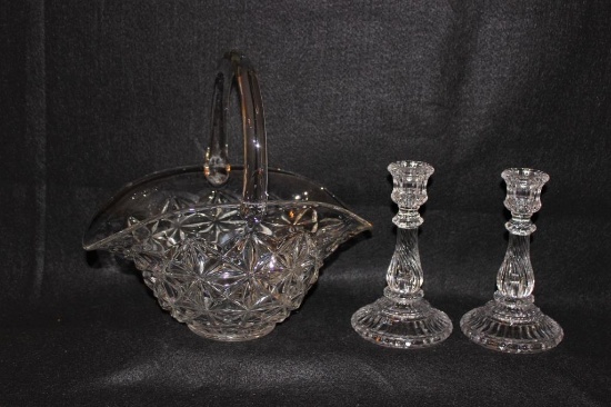 11" Basket & (2) 7" Candlesticks