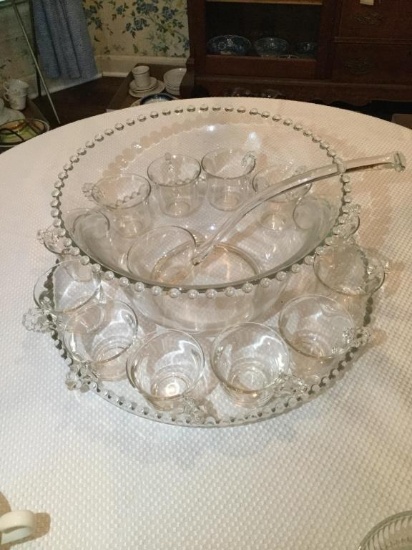 Imperial Glass "Candlewick" Punch Bowl Set