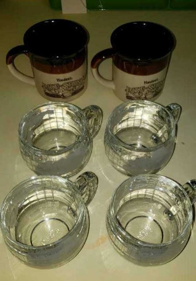 (4) Nestle Mugs, (2) Hardee's Mugs
