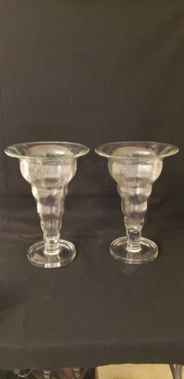 (2) Large Glass Vases-17 1/2" Tall 12" Diameter