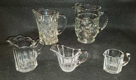 (3) Creamers, (2) Small Pitchers