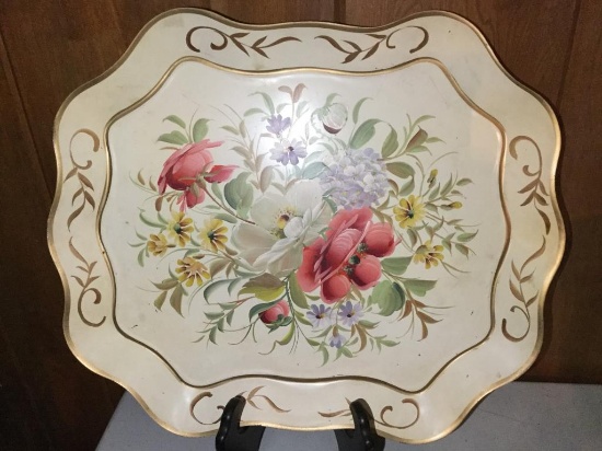 Hand Painted Tole Tray By Pilgrim Art