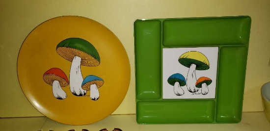(2) Vintage Serving Trays by Michele: 13"Round