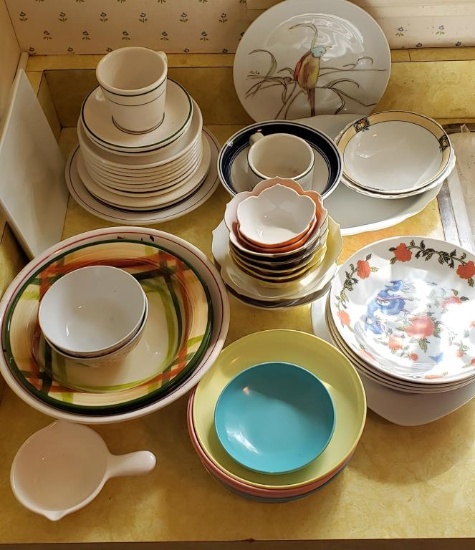 Large Lot of Assorted Dishes Vernonware, Lotus
