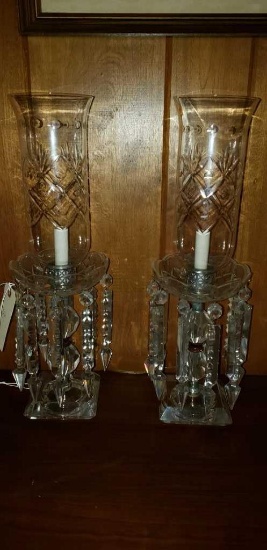 Pair of Electric Crystal Lamps 19 1/4" tall each