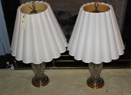 Pair of Crystal Lamps 32", Yugoslavia