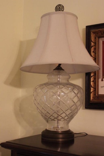 Hand-Cut Lead Crystal Lamp Brass Base, Germany