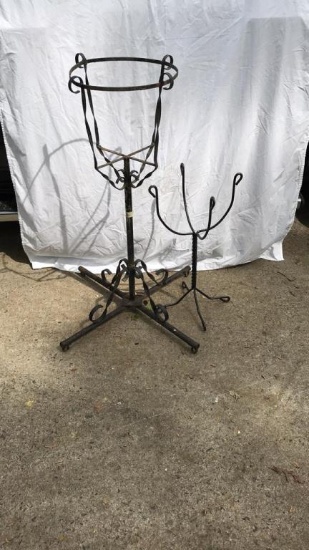 (2) Wrought Iron Large Potted Plant Stands: