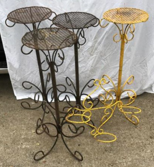 (4) Wrought Iron Potted Plant Stands - 34" High,
