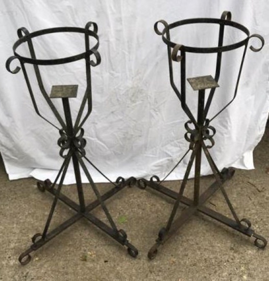 (2) Wrought Iron Potted Plant Stands 37" High