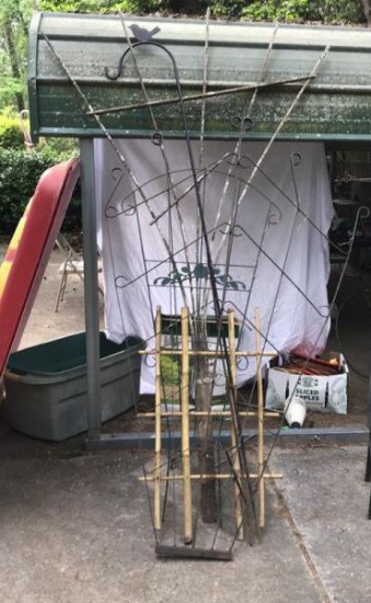 Assorted Iron, Wire, Wood & Bamboo Trellises