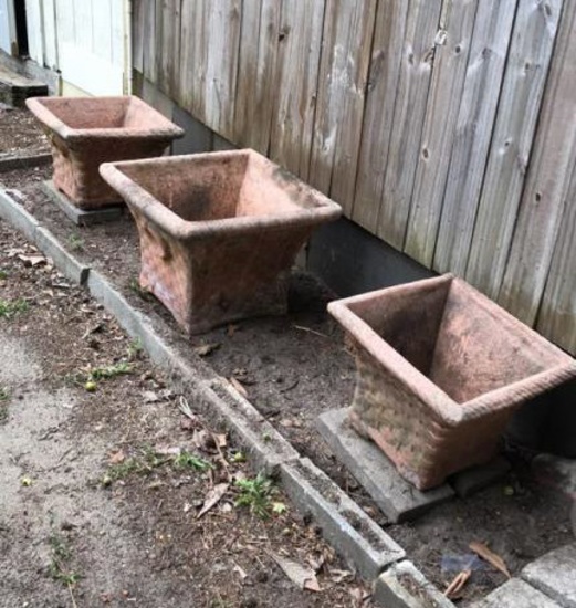 (3) Large Square Terra-cotta Planters: (2)  20 I