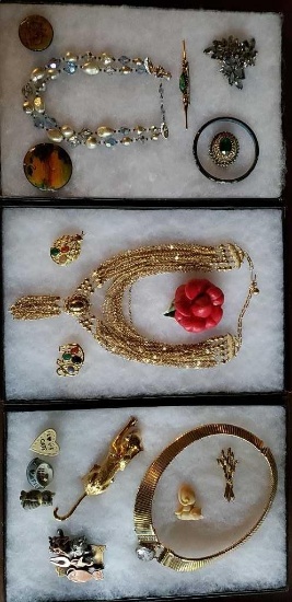 3) Boxes Signed and Unsigned Costume Jewelry
