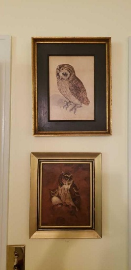 (2) Pictures "Screech Owl" by Richard Hinger11" x