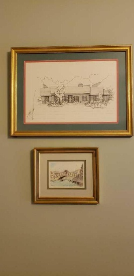 (2) Framed & Matted Pictures: 11" x 9 1/2"
