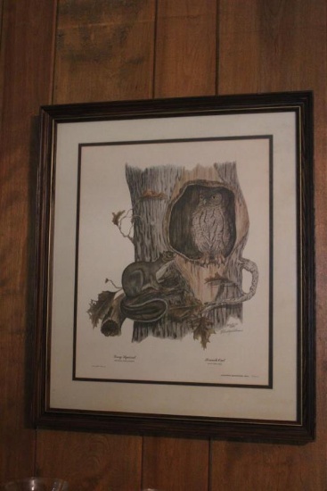 Framed and double matted print signed E. Dudley