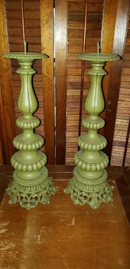 Pair of Painted Wrought Iron Pillar Candle