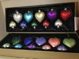 (2) Boxes of Glass Heart Ornaments