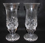 (2) Waterford Crystal Hurricane Lamps w/Globes