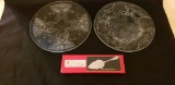 (2) Platters & Silver Plated Pie Server