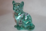 Fenton Art Glass Sitting Cat Signed 