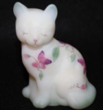 Fenton Art Glass Sitting Cat Hand Painted and