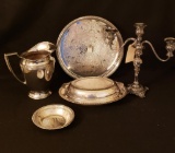 Assorted Silverplate Items Candelabra