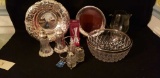 Assorted Silverplate items 8 1/2c Crystal Bowl